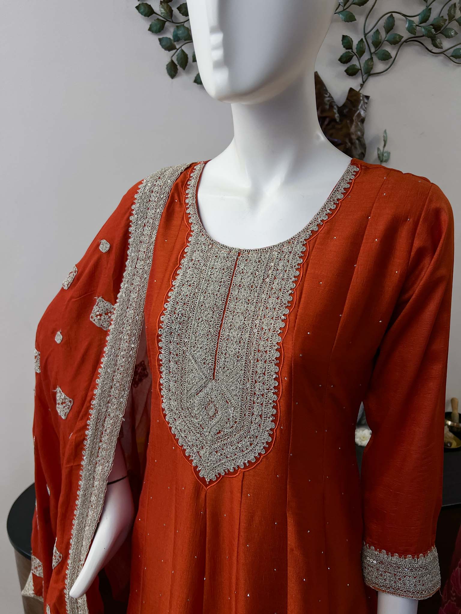 DSB0826-30 Orange Anarkali Set - Image 2