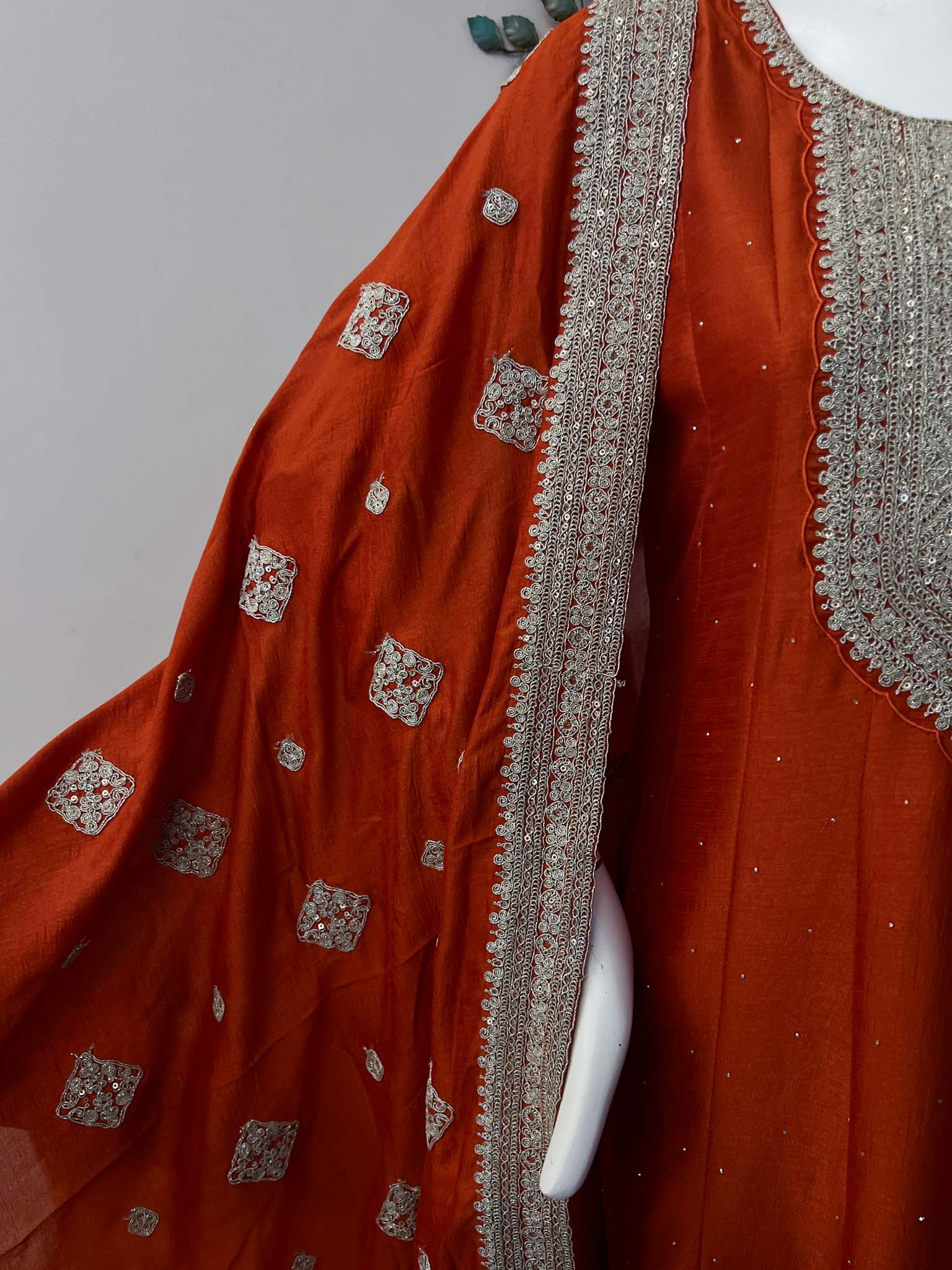 DSB0826-30 Orange Anarkali Set - Image 3