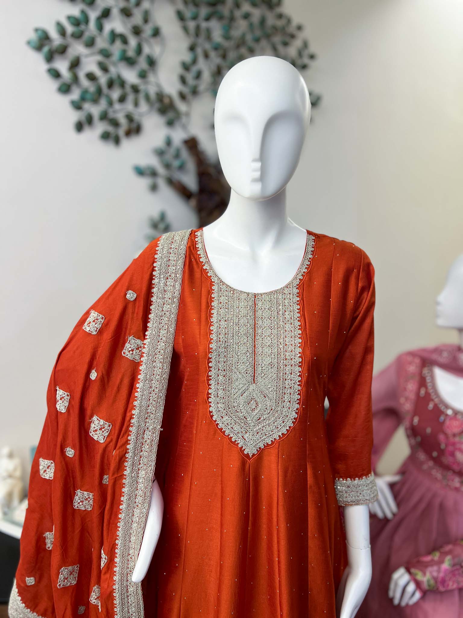 DSB0826-30 Orange Anarkali Set