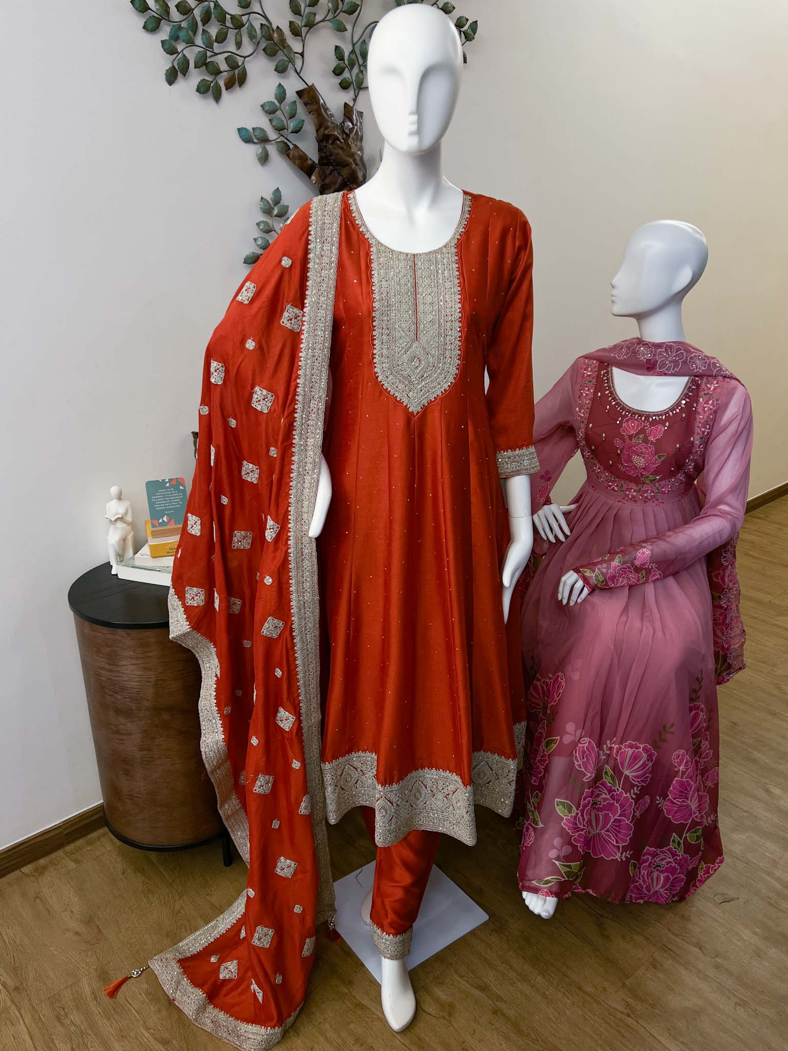 DSB0826-30 Orange Anarkali Set - Image 5