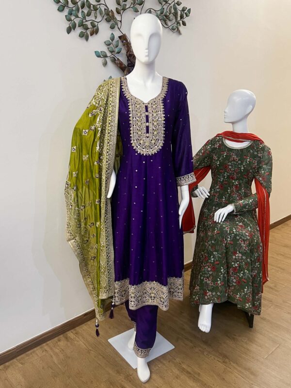 DSB0825-13 Purple Flared Anarkali Set - Image 3
