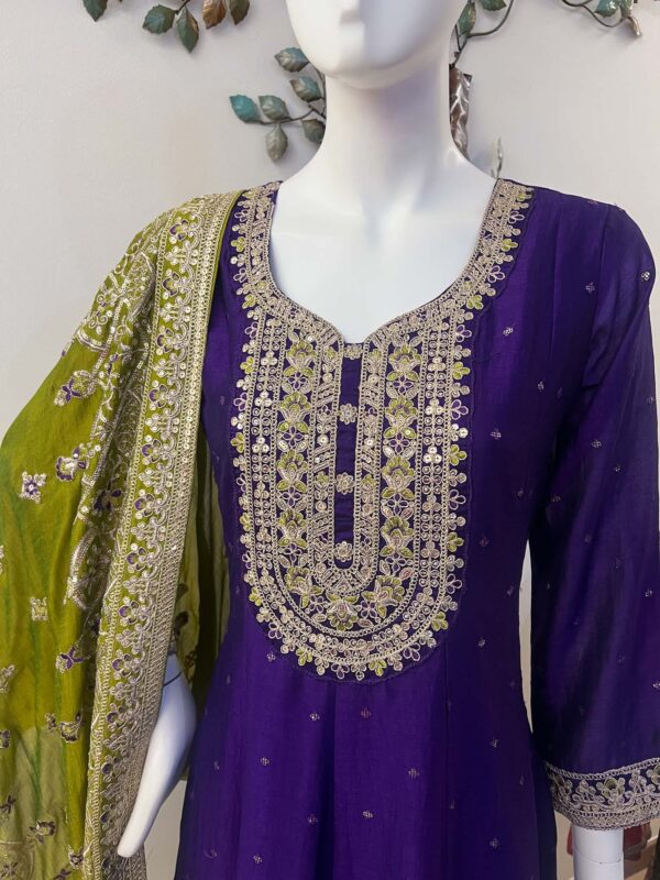 DSB0825-13 Purple Flared Anarkali Set - Image 2