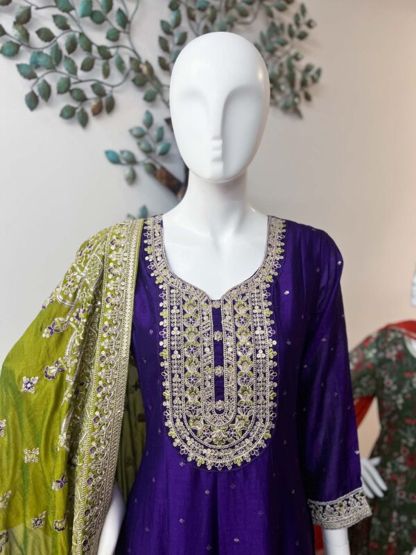 DSB0825-13 Purple Flared Anarkali Set
