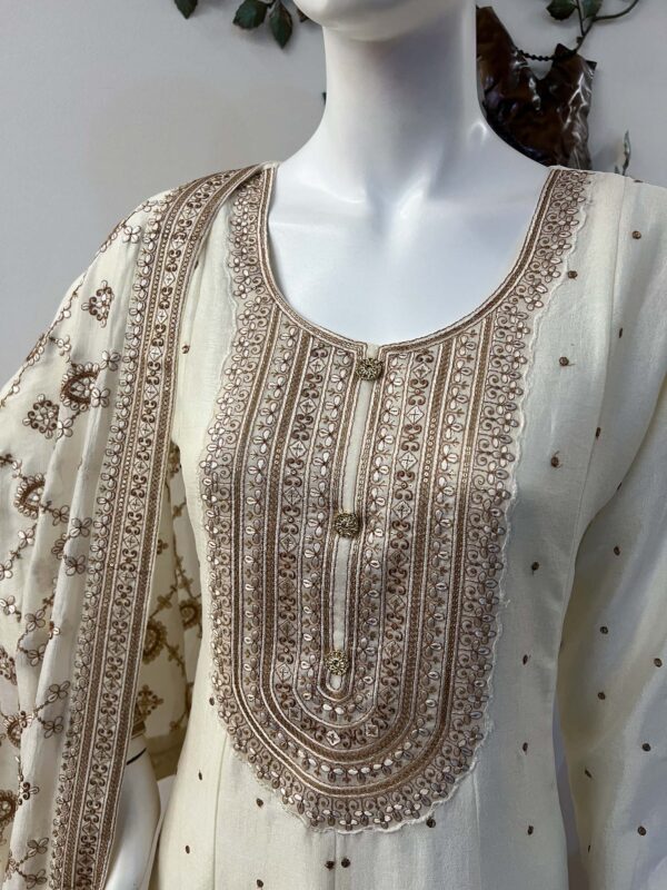 DSB0825-11 White Flared Anarkali Set - Image 2