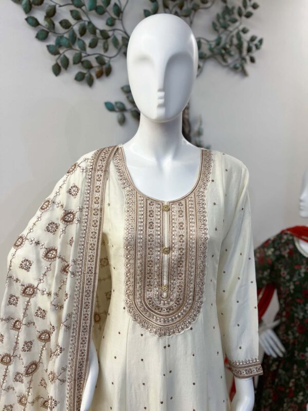 DSB0825-11 White Flared Anarkali Set