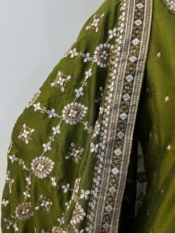 DSB0825-08 Olive Green Flared Anarkali Set - Image 3