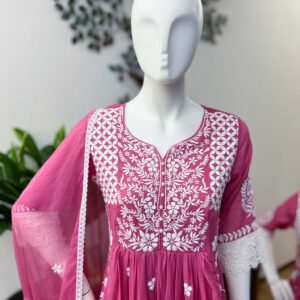 SB0226-08 Pink Embroidered Cotton Set