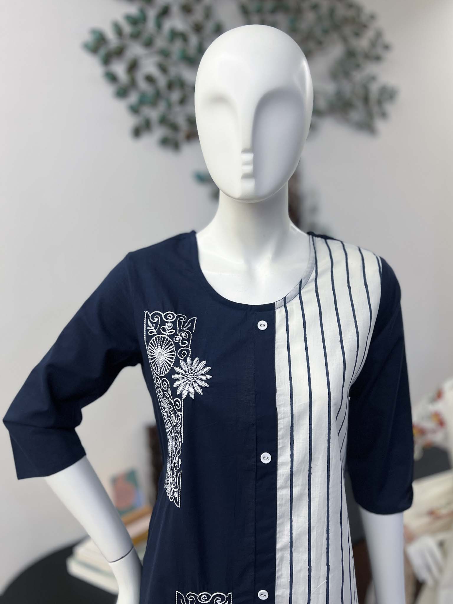 SB0526-01 Blue Cotton Kurta & Pants