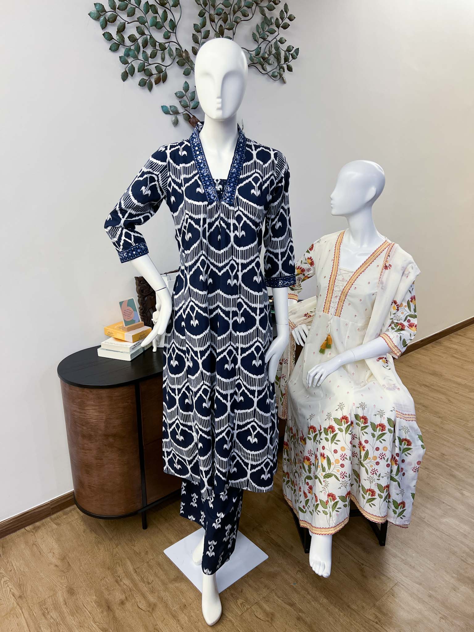 SB0526-02 Blue Cotton A-line Kurta & Bottom - Image 3