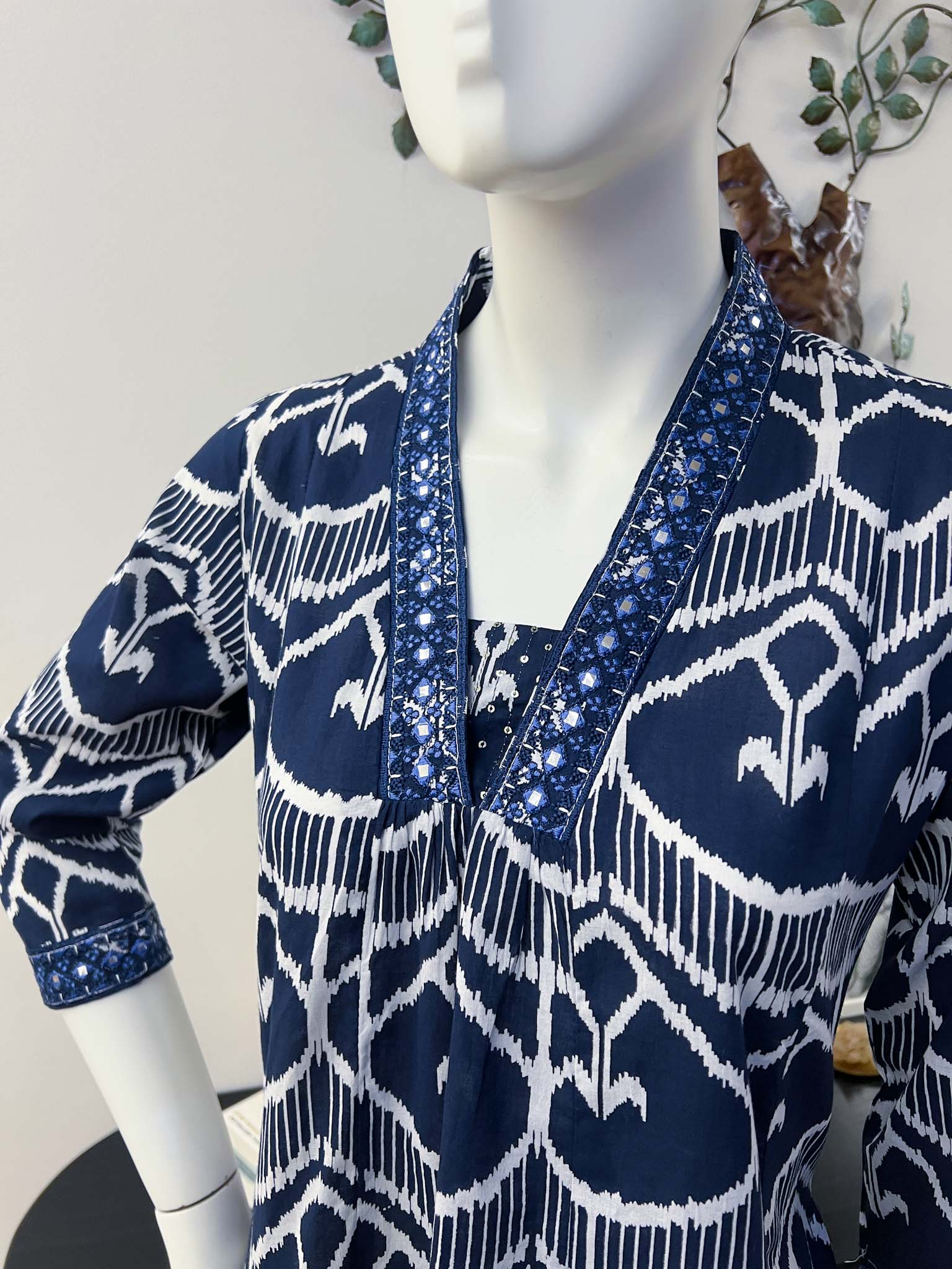 SB0526-02 Blue Cotton A-line Kurta & Bottom - Image 2