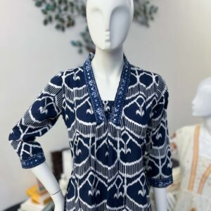 SB0526-02 Blue Cotton A-line Kurta & Bottom