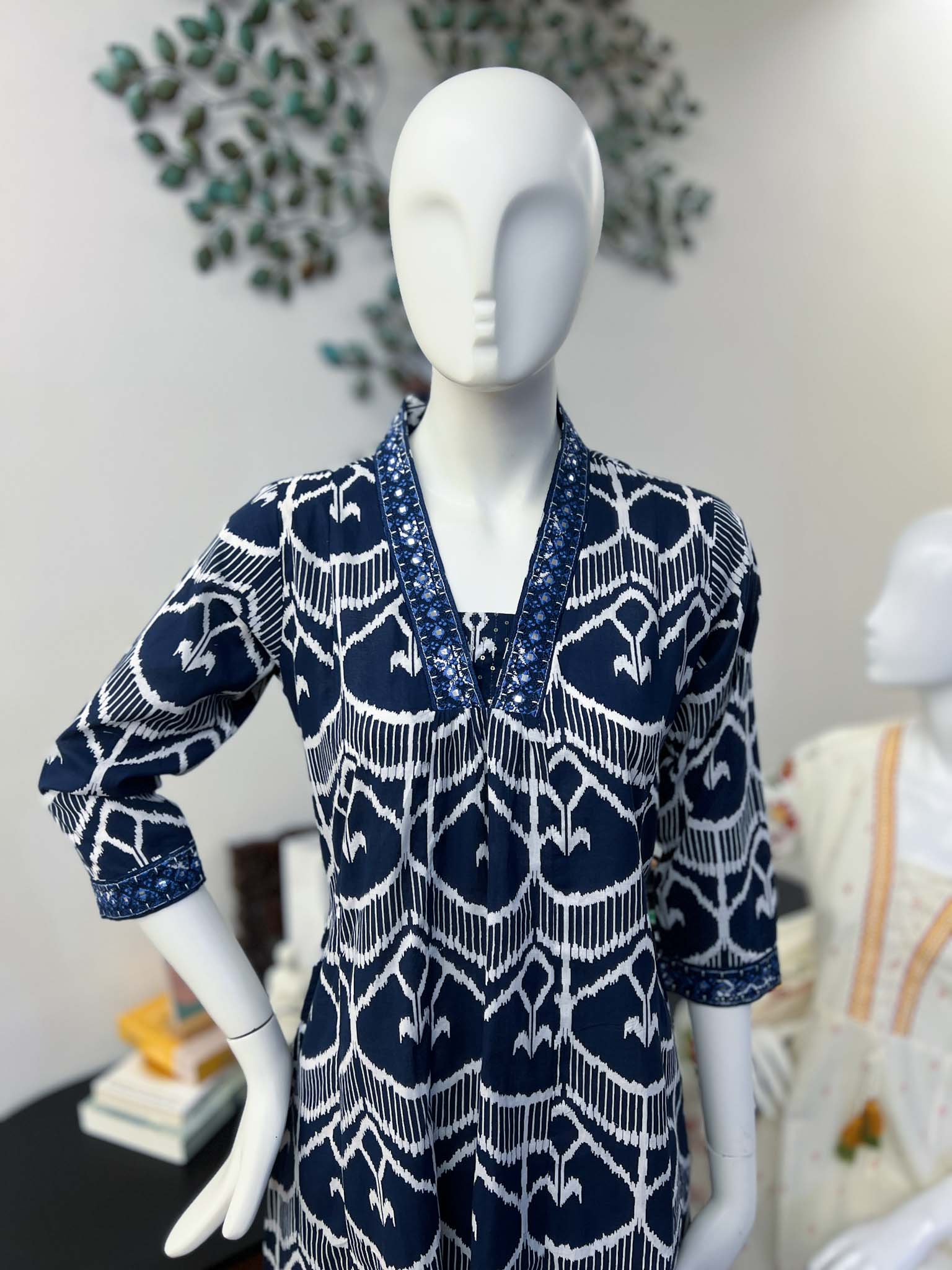 SB0526-02 Blue Cotton A-line Kurta & Bottom