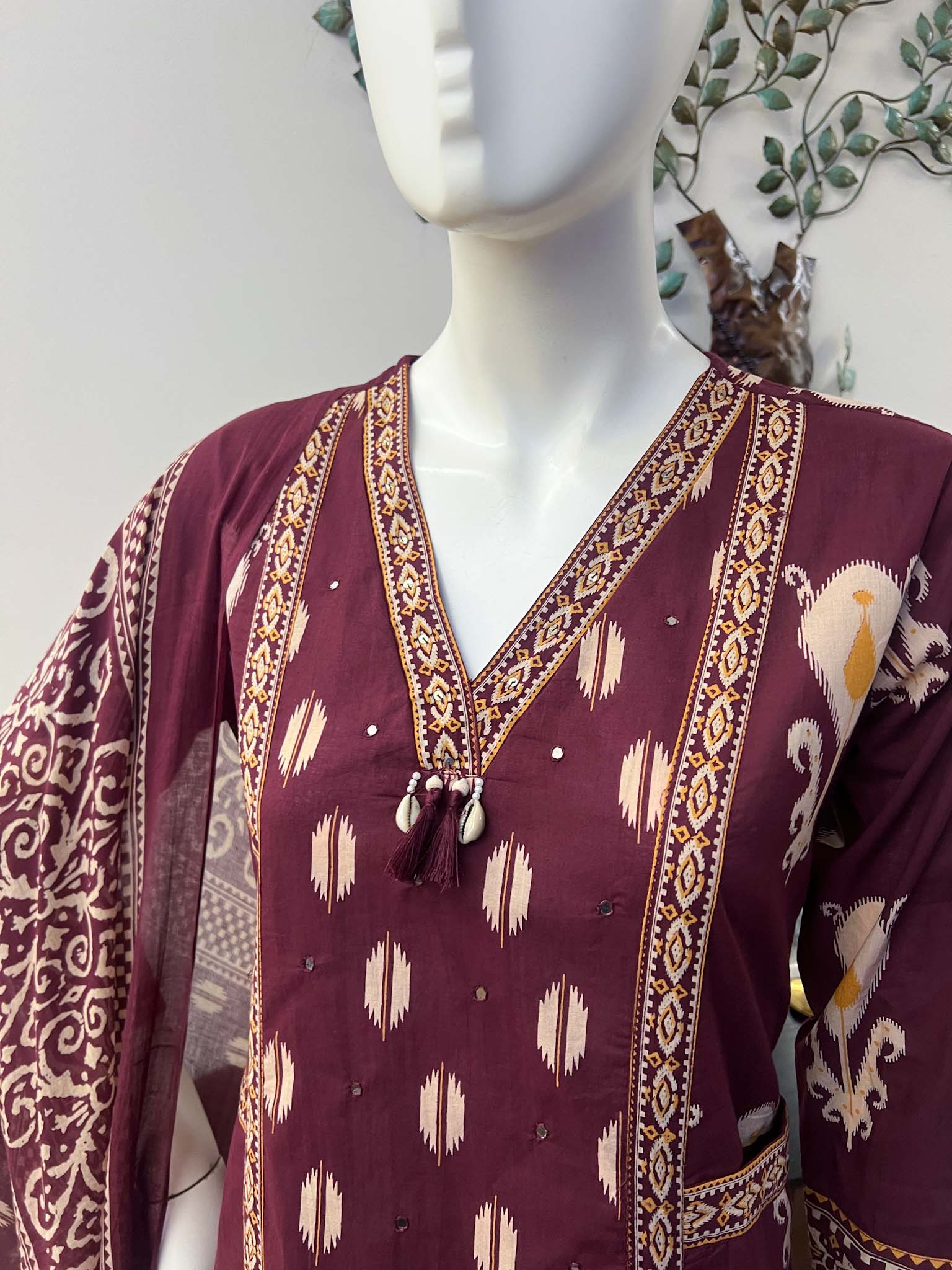 SB0526-03 Maroon A-line Cotton Set - Image 2