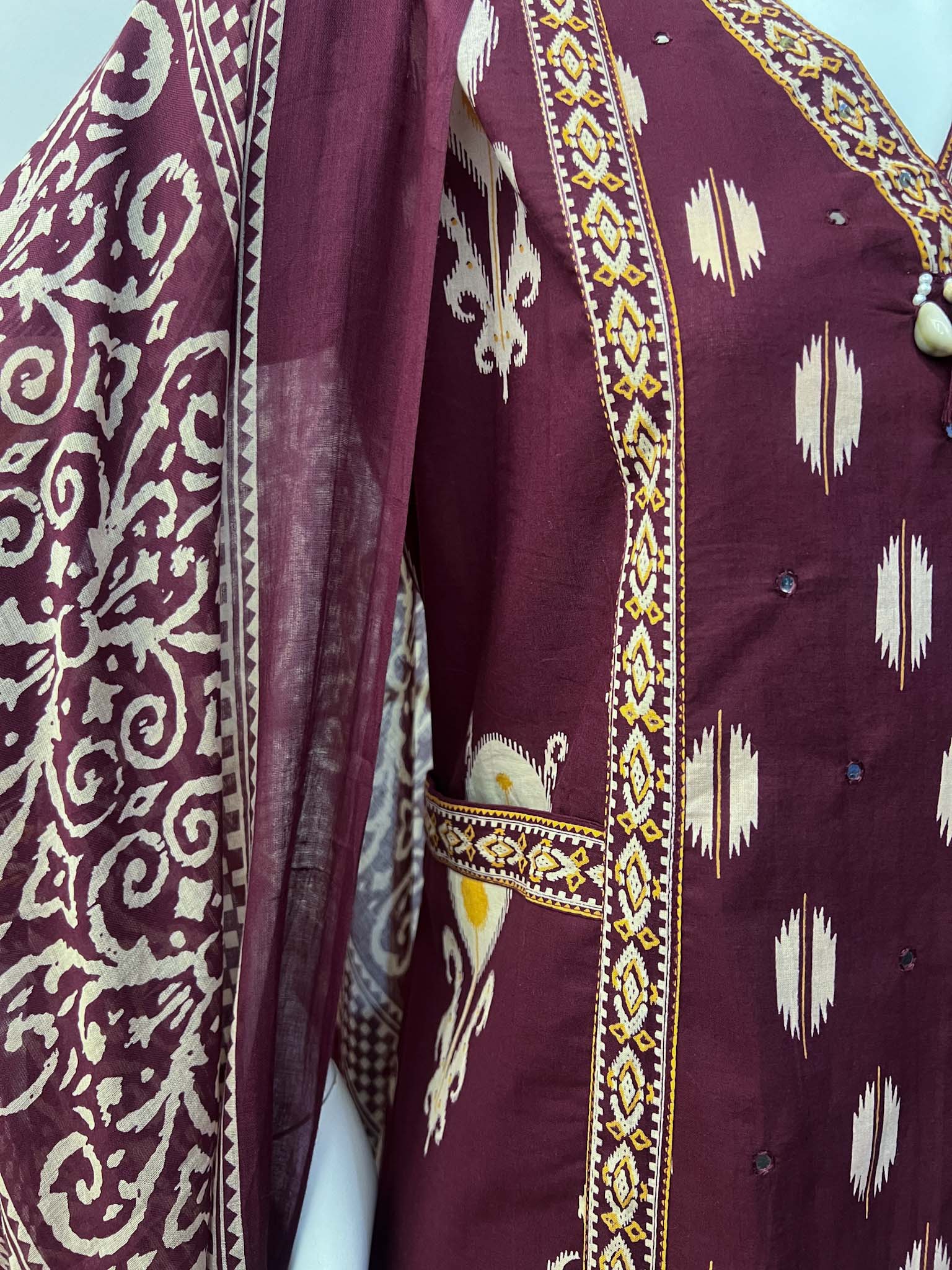 SB0526-03 Maroon A-line Cotton Set - Image 3