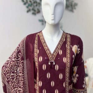 SB0526-03 Maroon A-line Cotton Set
