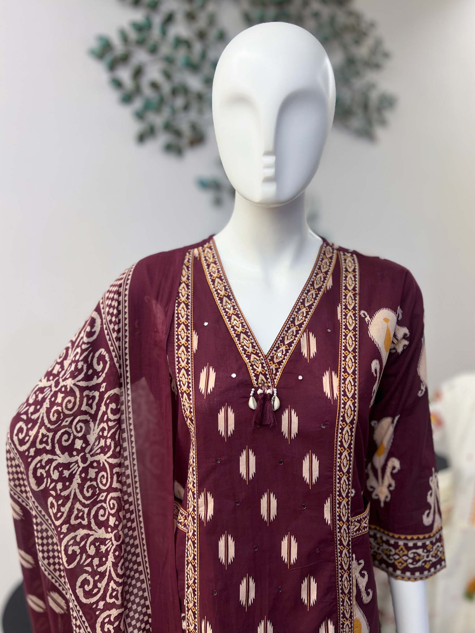 SB0526-03 Maroon A-line Cotton Set