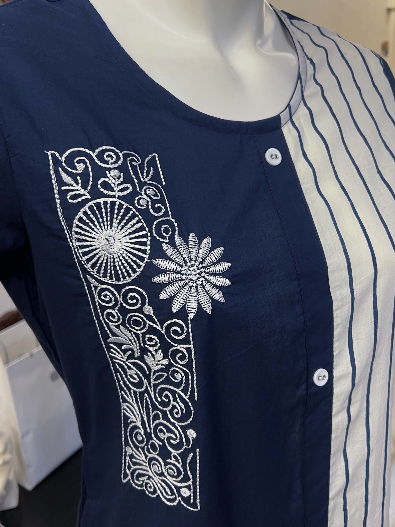 SB0526-01 Blue Cotton Kurta & Pants - Image 3