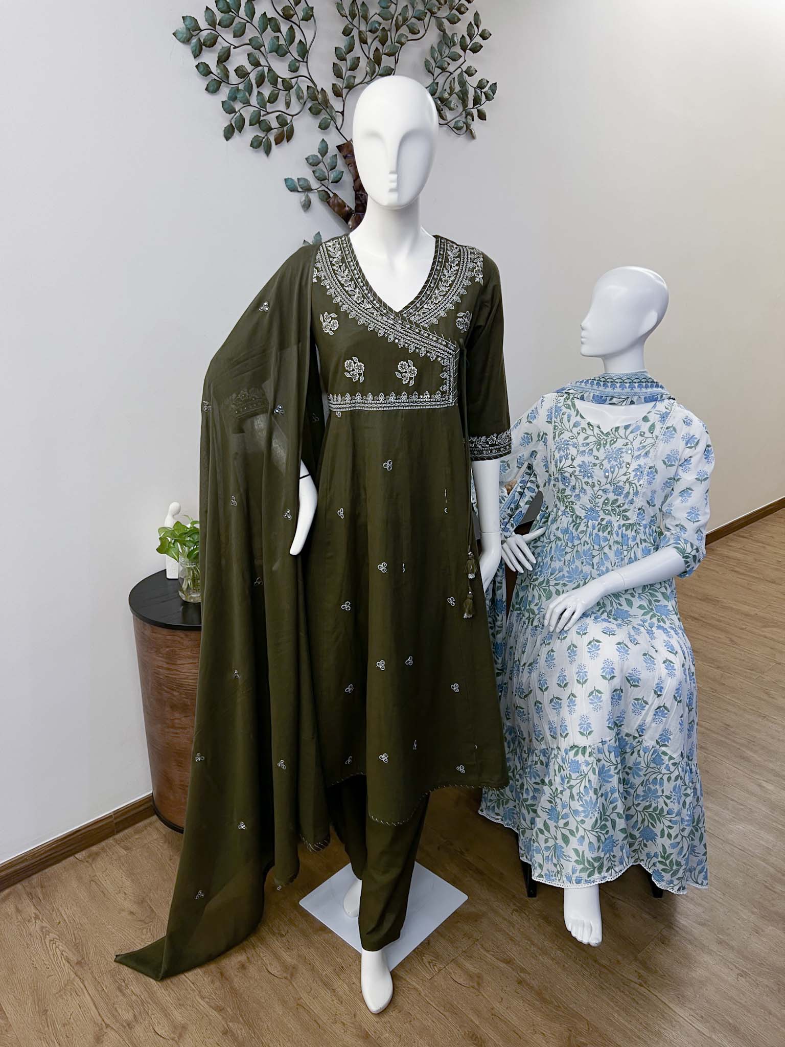 SB0726-06 Olive Green Angrakha Set - Image 3