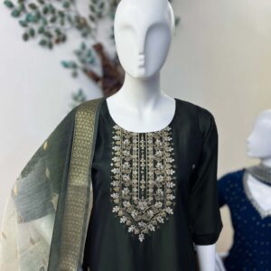 DSB0826-23 Dark Green Soft Silk Set