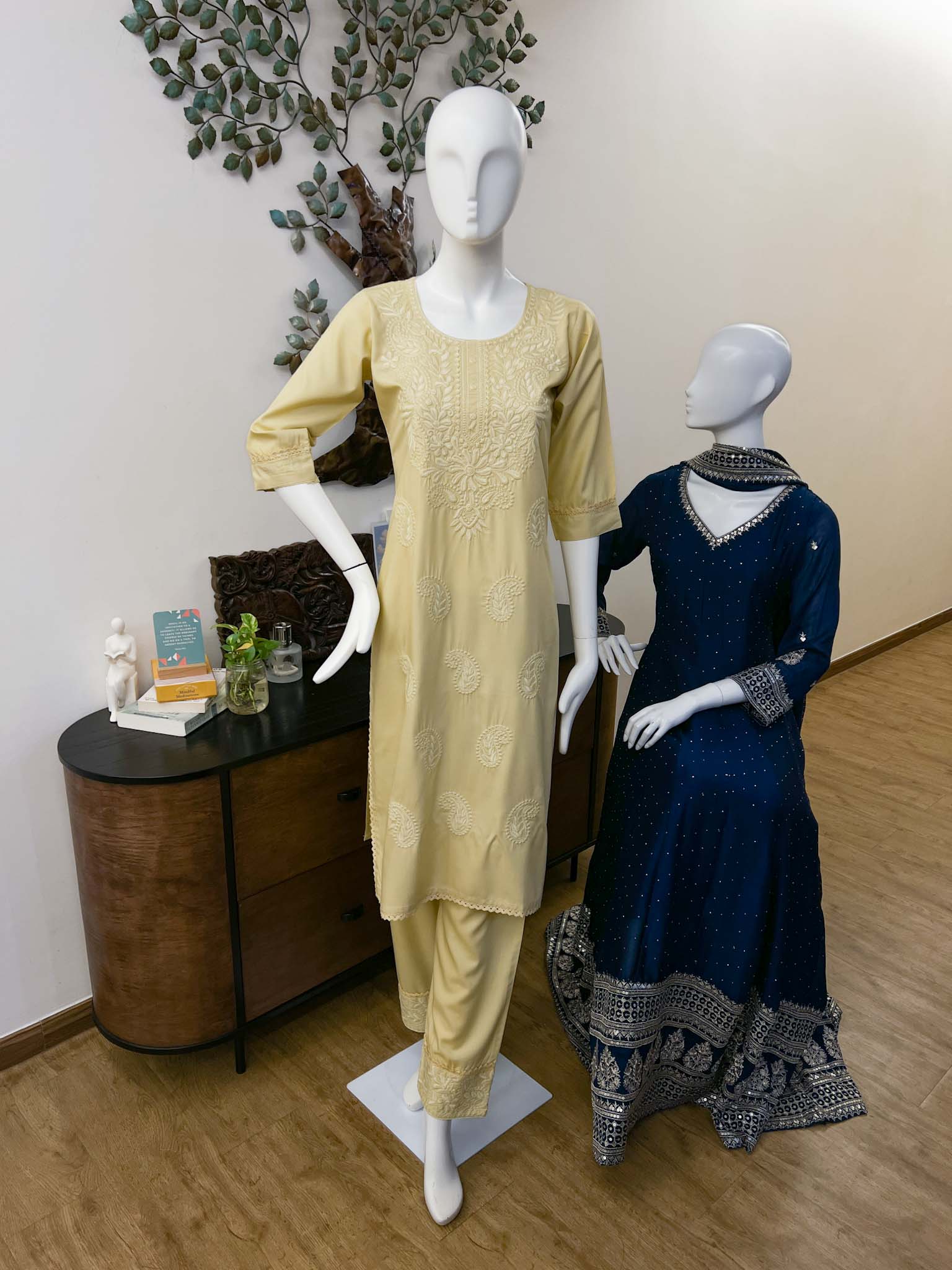 DSB0826-05-01 Pastel Yellow Kurta & Pants - Image 3