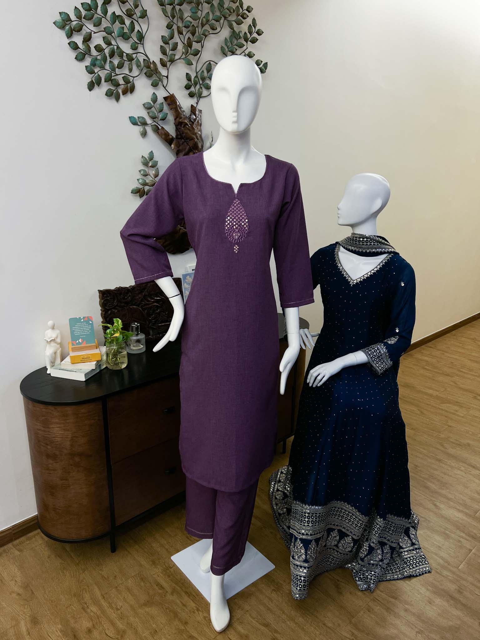 DSB0826-09 Purple Kurta & Pants - Image 3