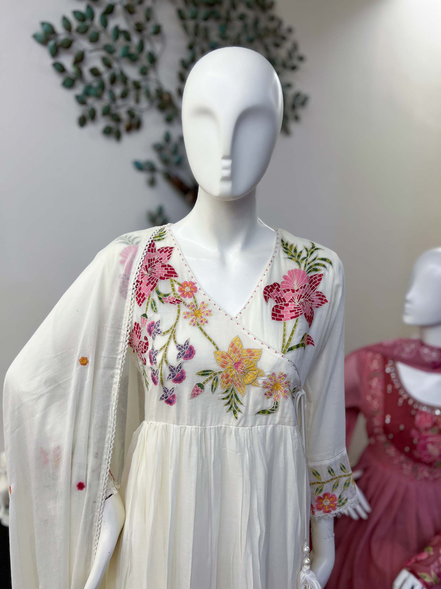 SB0726-05 White Angrakha Cotton Set