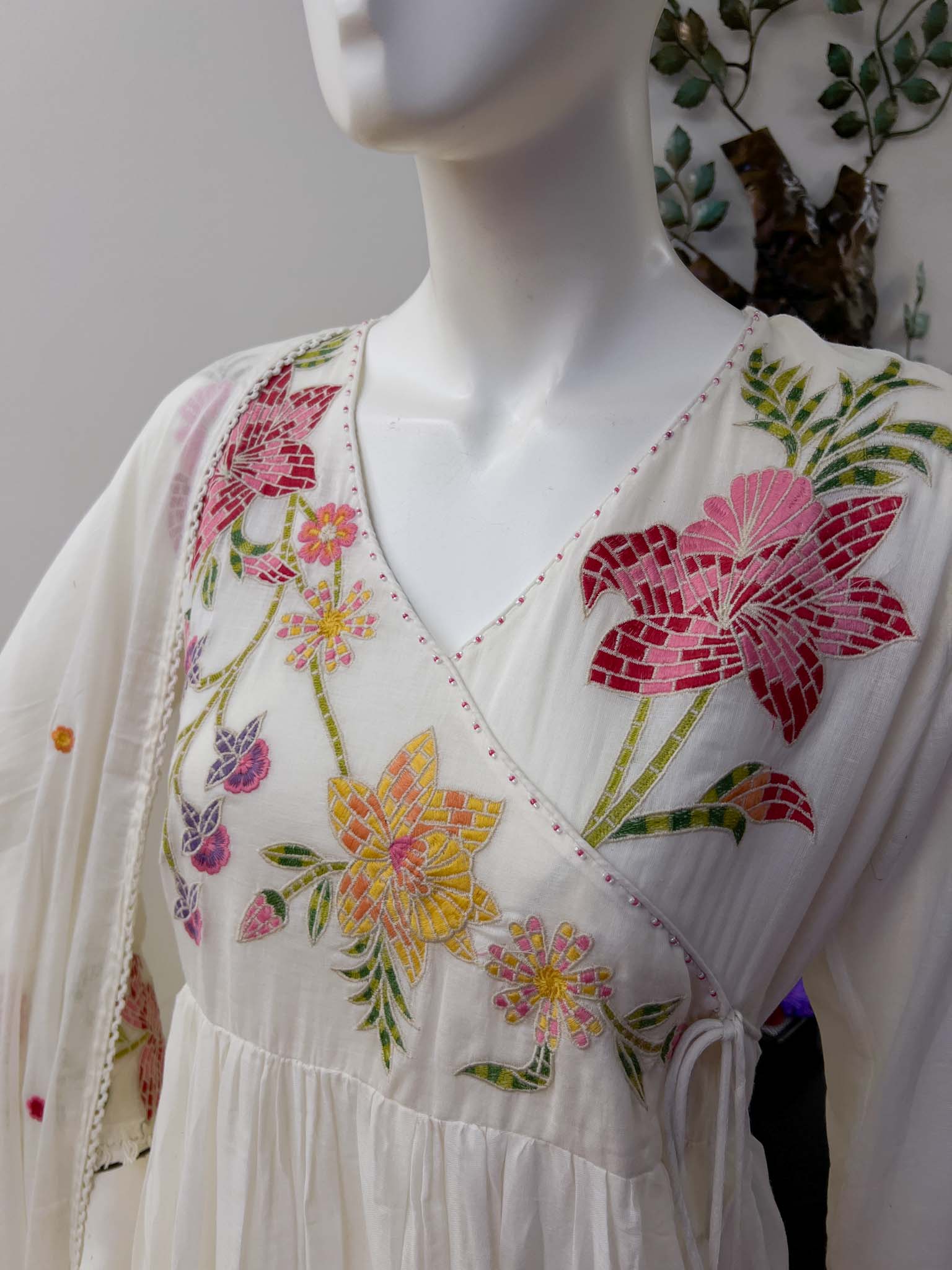 SB0726-05 White Angrakha Cotton Set - Image 2