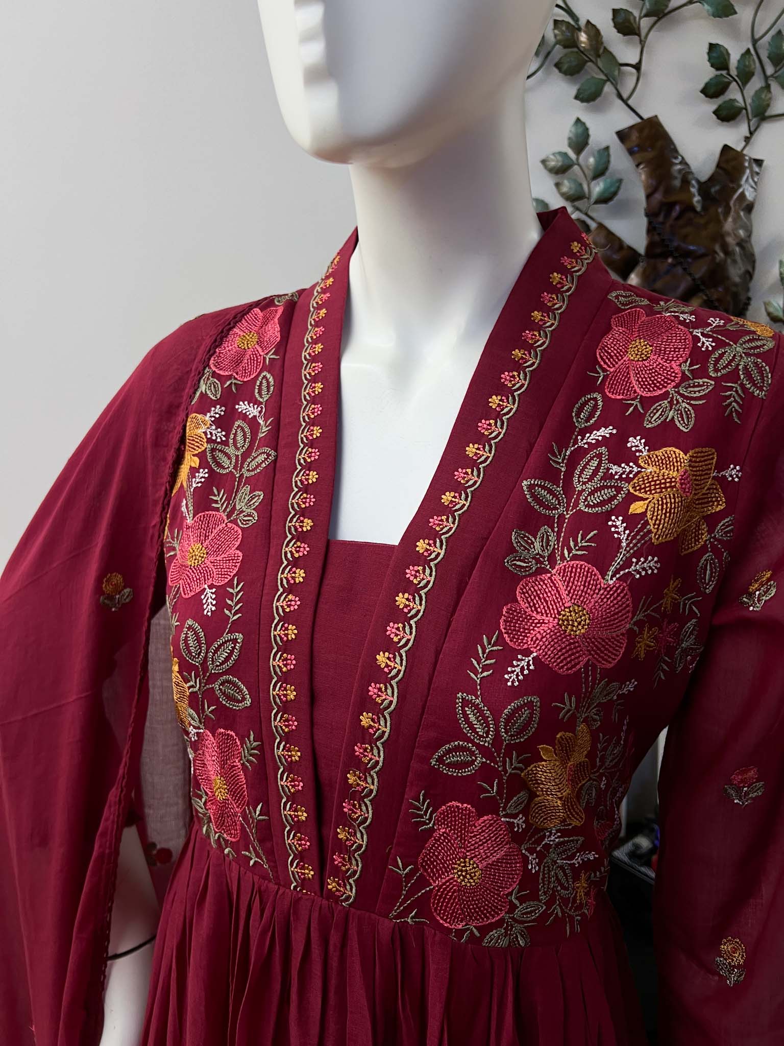 SB0726-07 Red V-Neck Cotton Set - Image 2