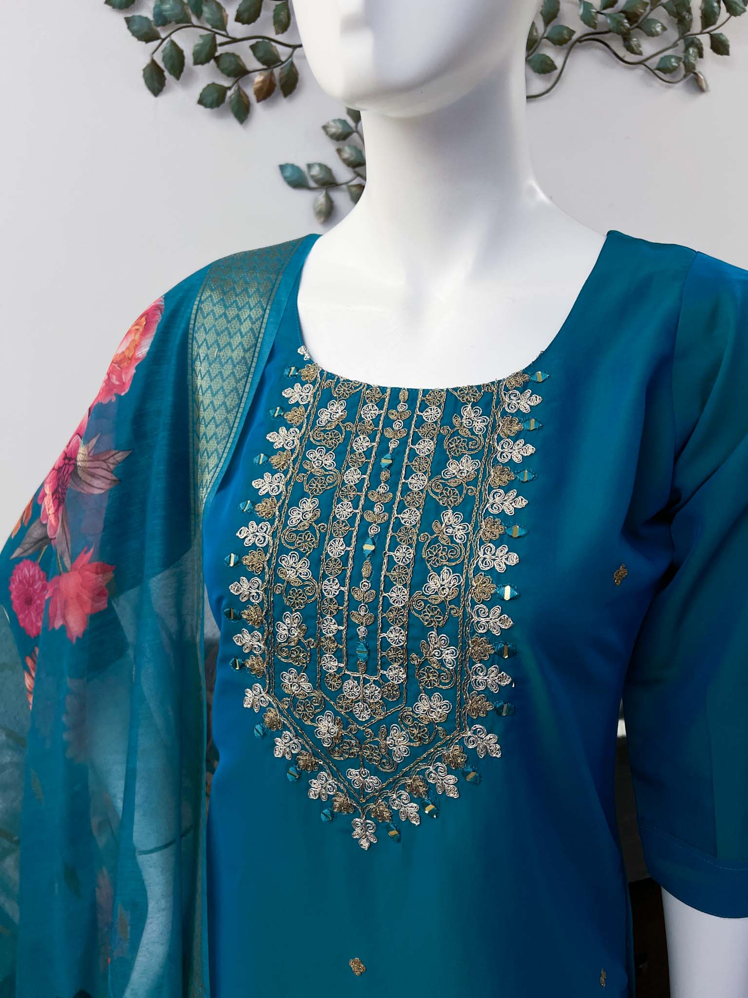 DSB0826-20 Peacock Blue Soft Silk Set - Image 2