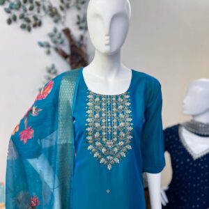 DSB0826-20 Peacock Blue Soft Silk Set