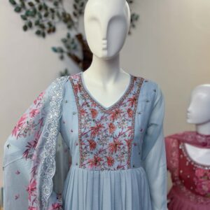 SB0926-01 Blue Anarkali Set
