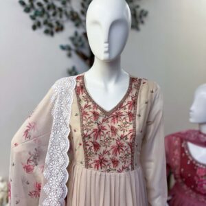 SB0926-02 Cream Anarkali Set