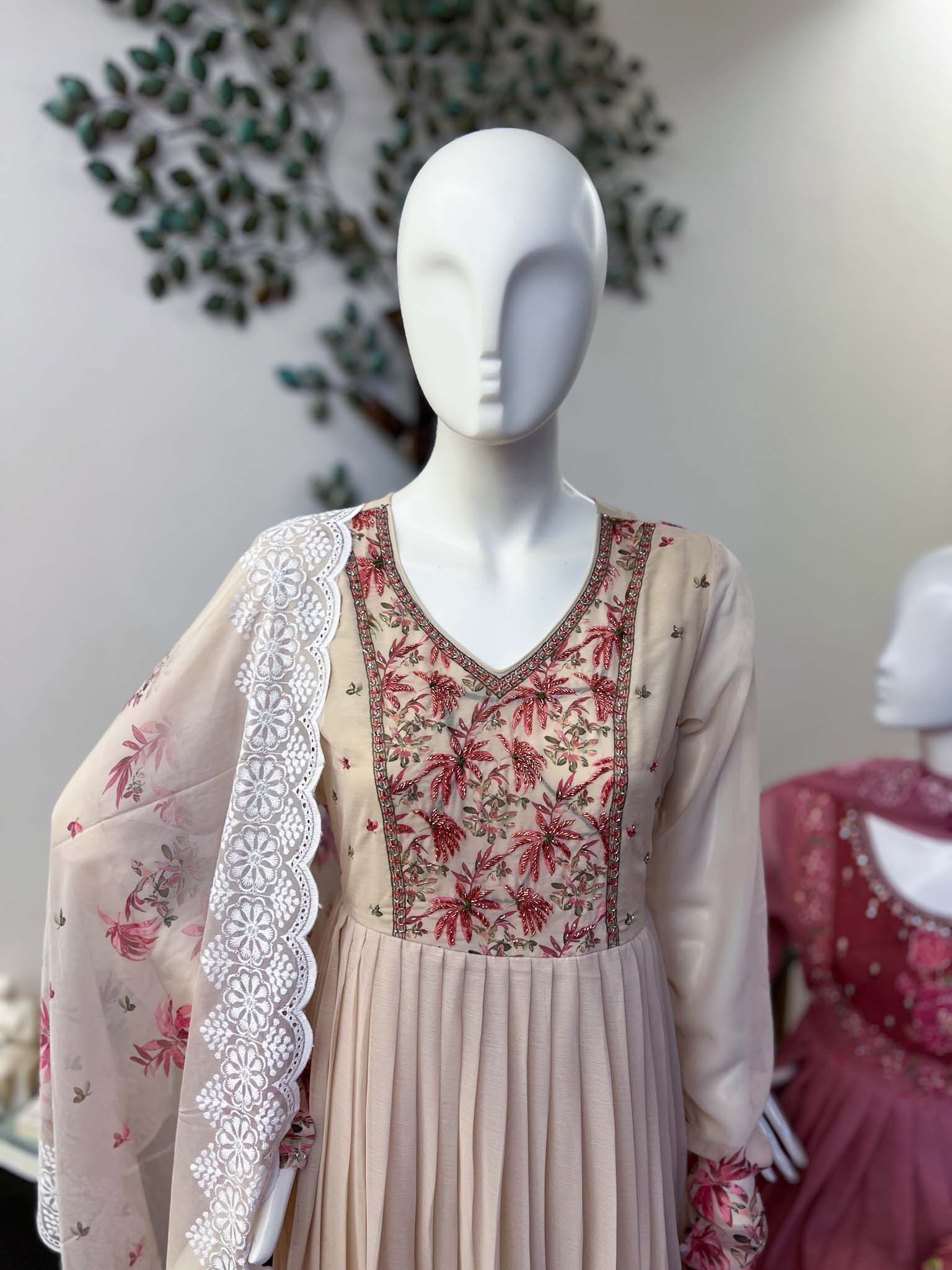 SB0926-02 Cream Anarkali Set