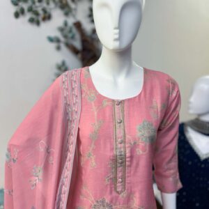 DSB0826-16 Dusty Rose Pink Shade Raw Silk A-line Set