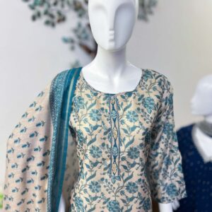DSB0826-43 Beige & Blue Straight Cut Set