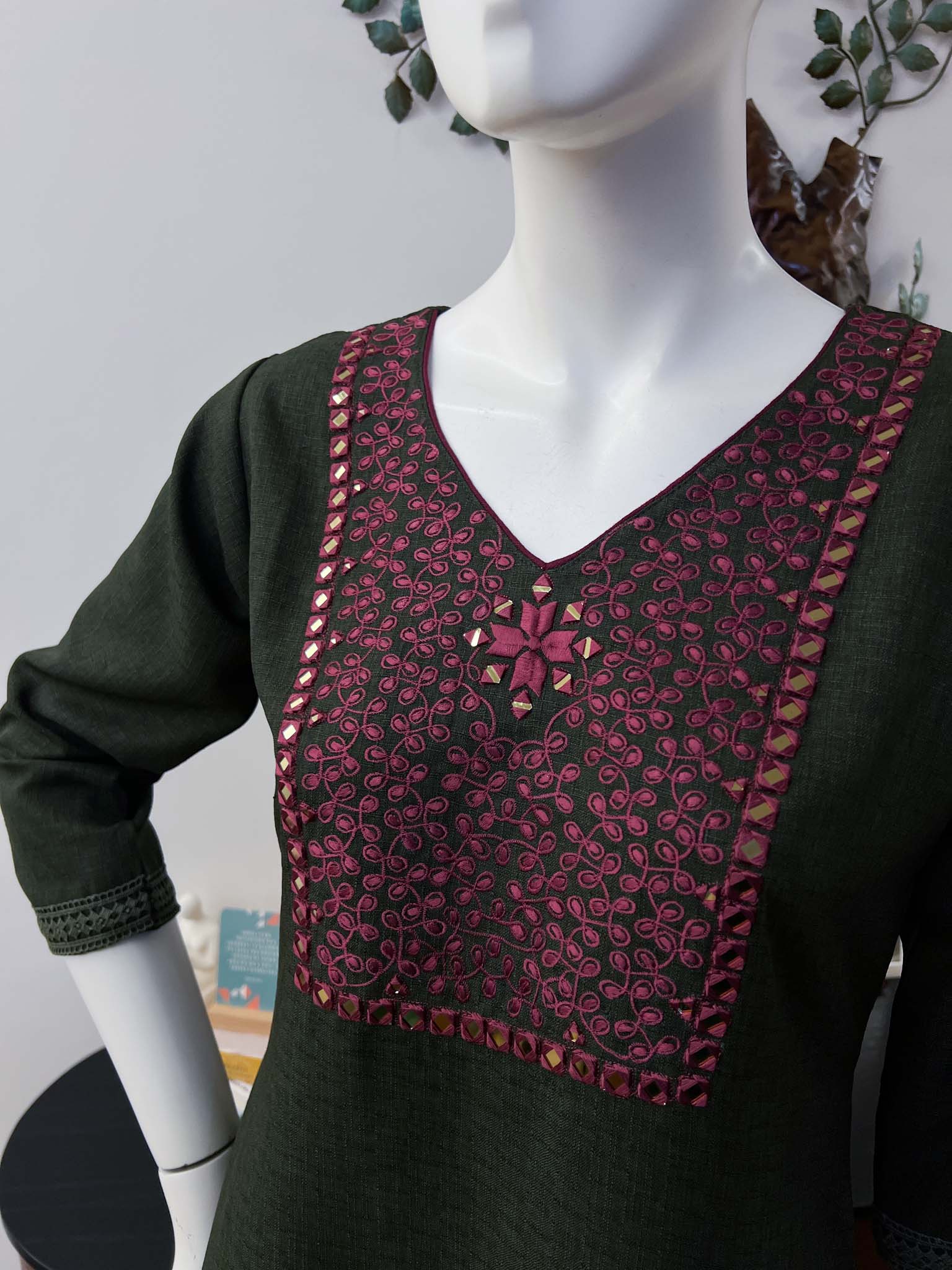 DSB0826-03 Deep Forest Green Kurta & Pants - Image 2