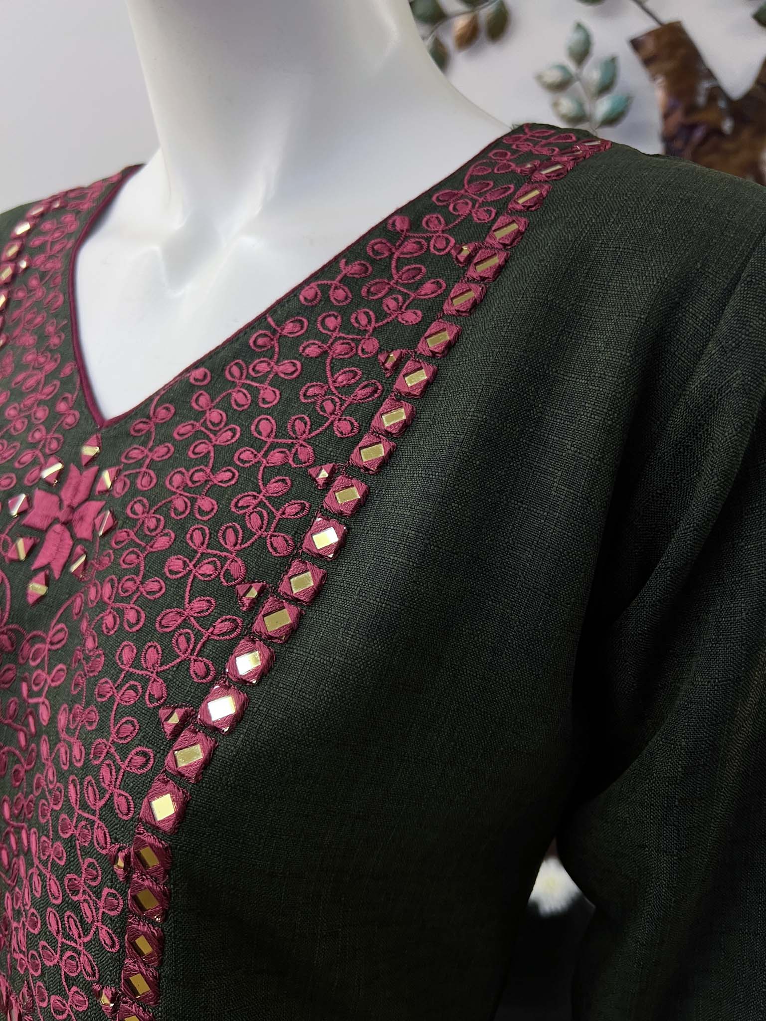 DSB0826-03 Deep Forest Green Kurta & Pants - Image 3